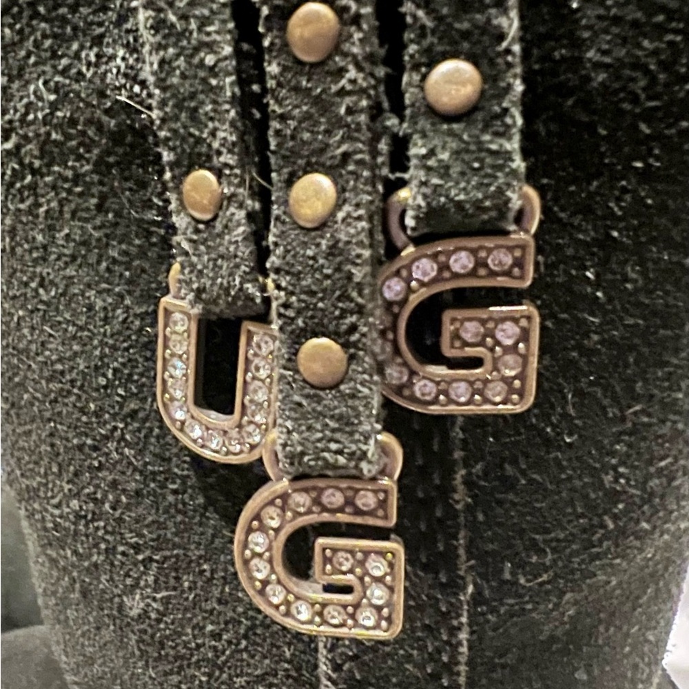 UGG Larynn with Charms Black Suede Boots - Little Girls Size 1 - 1005396K - Picture 2 of 4